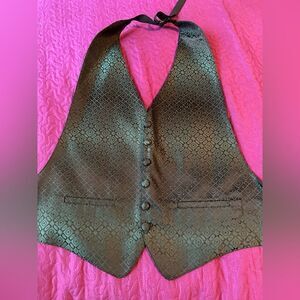 Ombré green  geometric tux vest - med - large - adjustable